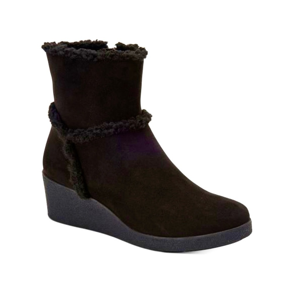 STYLE & COMPANY Womens Black Jordanyy Round Toe Wedge Zip-Up Booties sz 7